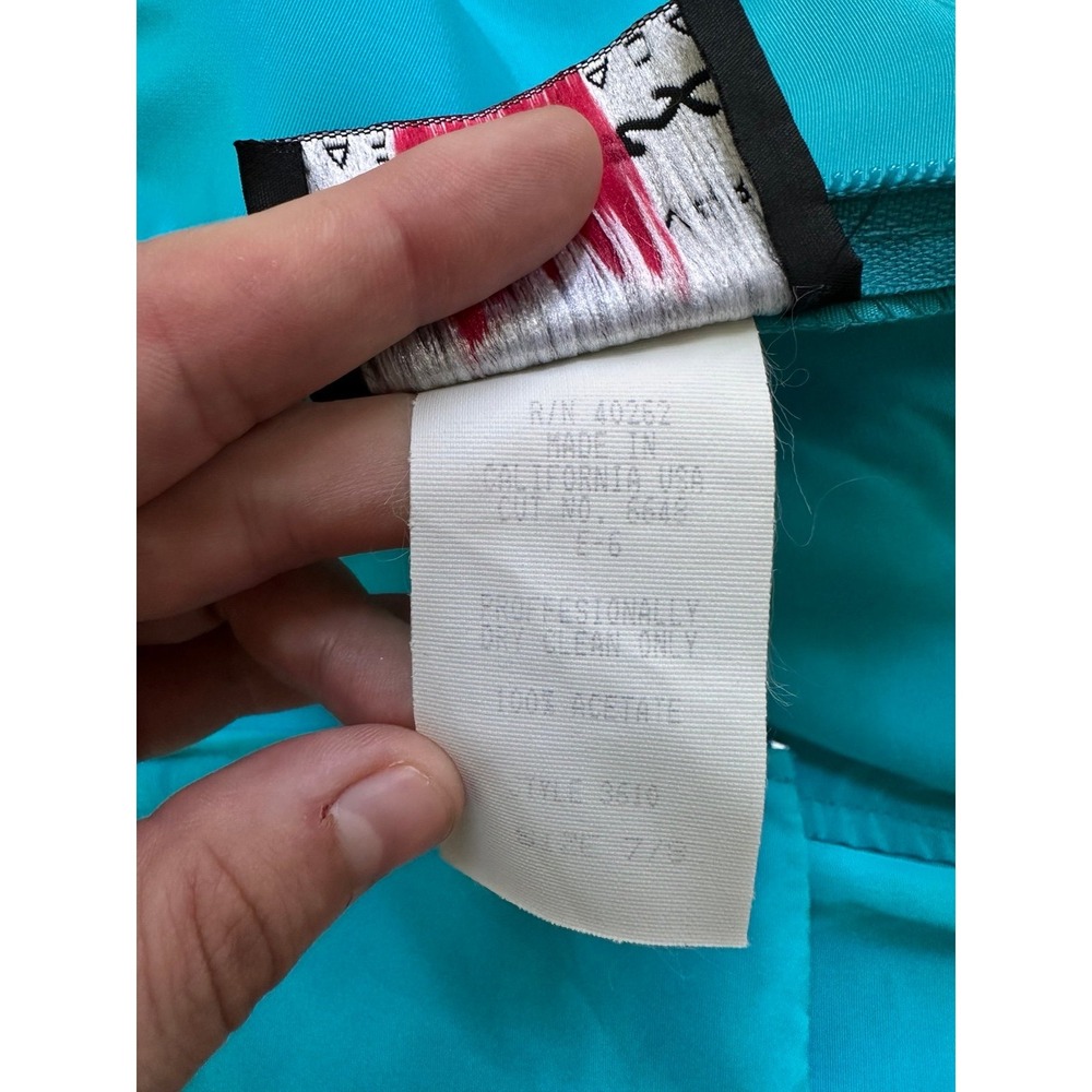 USA Vintage Y2K 2000s Climax Karen Okada One Shoulder Blue Cocktail Mini Dress - Picture 8 of 8